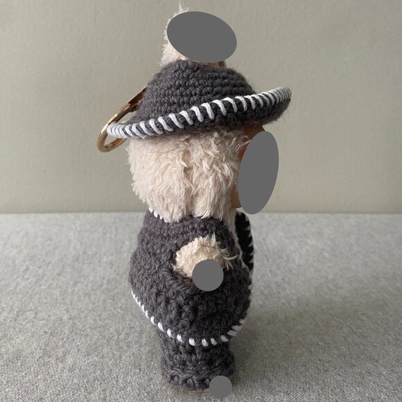 Handmade Crochet Cute Grey White Western Cowboy Outfit for 17cm Doll 5-Piece Set - Picture 4 of 6